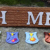 "Home" Seasonal Barn Wood Sign with Owls (4 pieces)